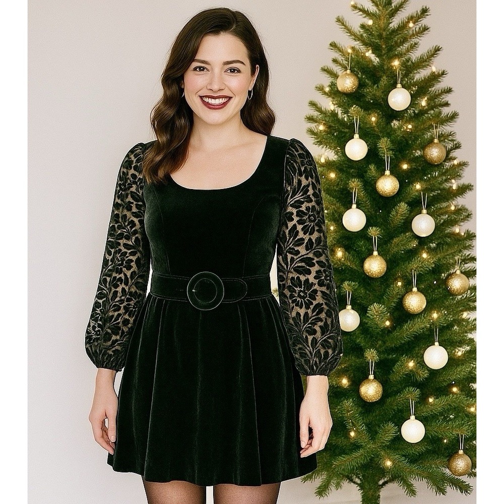 VTG 80s Sz S Black Velvet Dress Mini Short Whimsygoth Cocktail Holiday